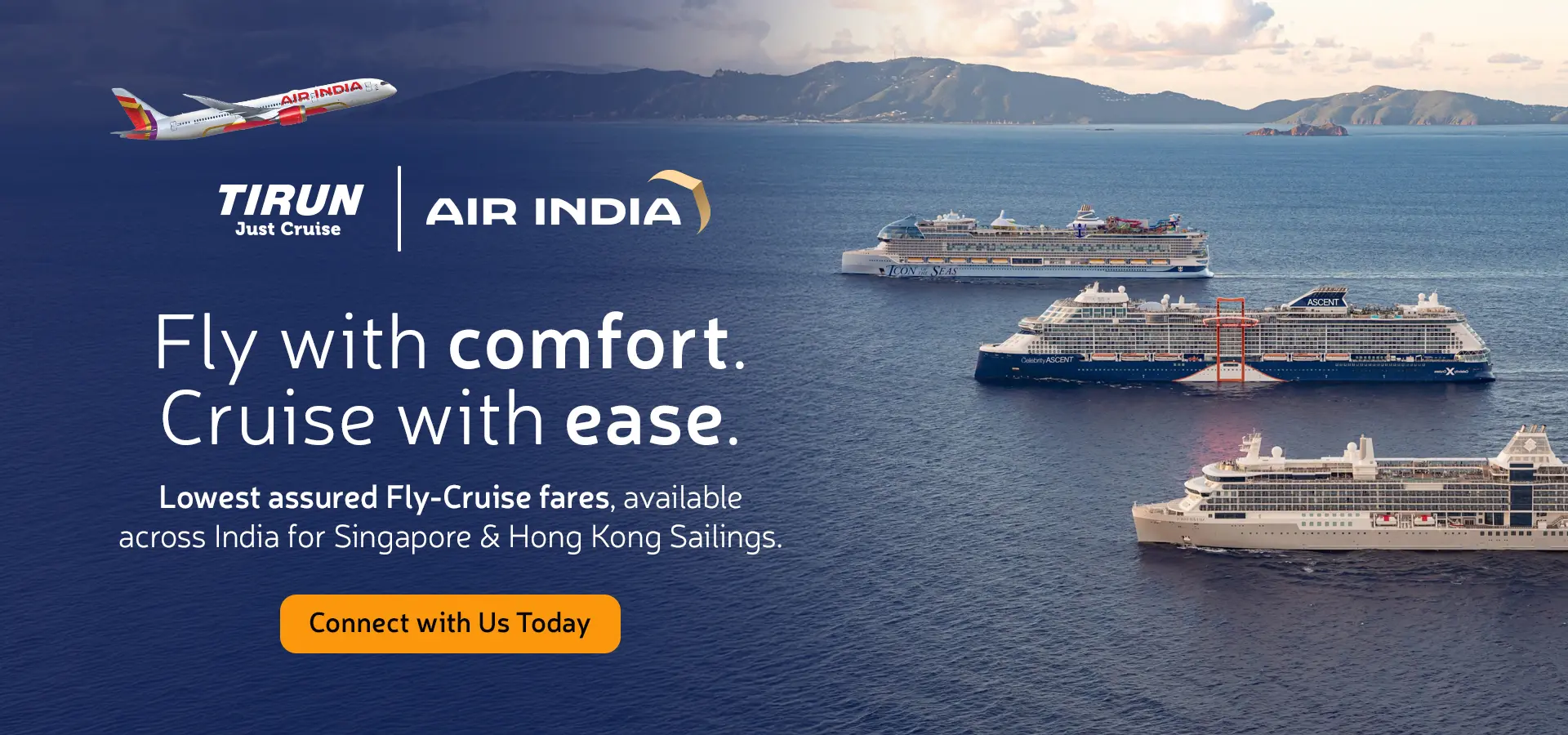 Air India and TIRUN fly-cruise packages